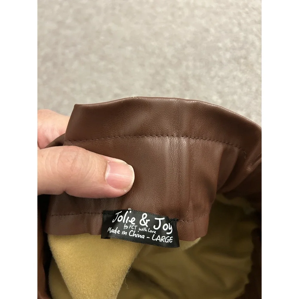 VTG‎ Jolie & Joy Faux Leather Shorts Womens Large Brown Excellent Paperbag Waist